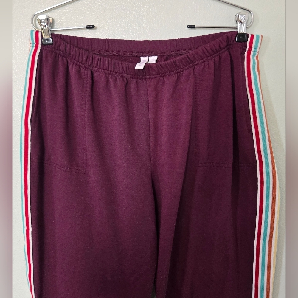 Joyspun | Maroon Colorful Stripe Jogger Lounge Pants Size XL